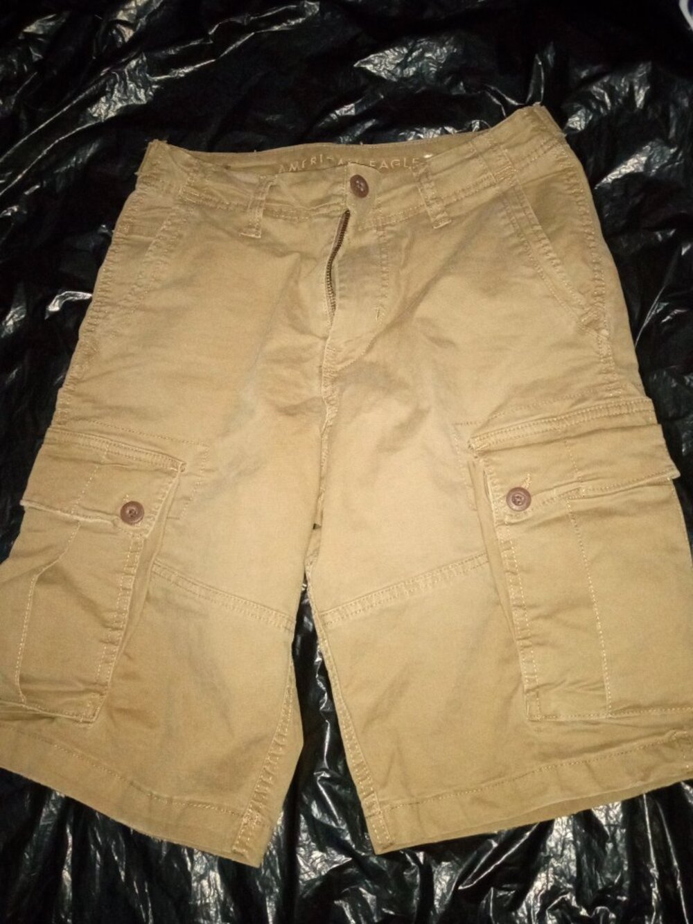 American Eagle Flex Cargo Dark Khaki Shorts Mens 28